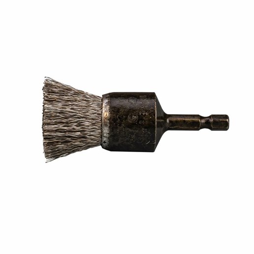 Cp End Brush Crimped, Stainless Steel, 1" X 0.014" X 1/4"