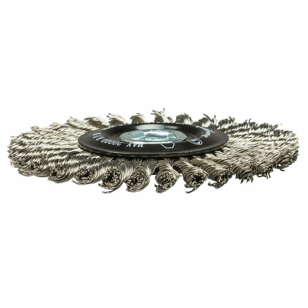 Cp Wire Wheel Brush Stringer Bead, Ss, 4"X.020"X5/8"-11