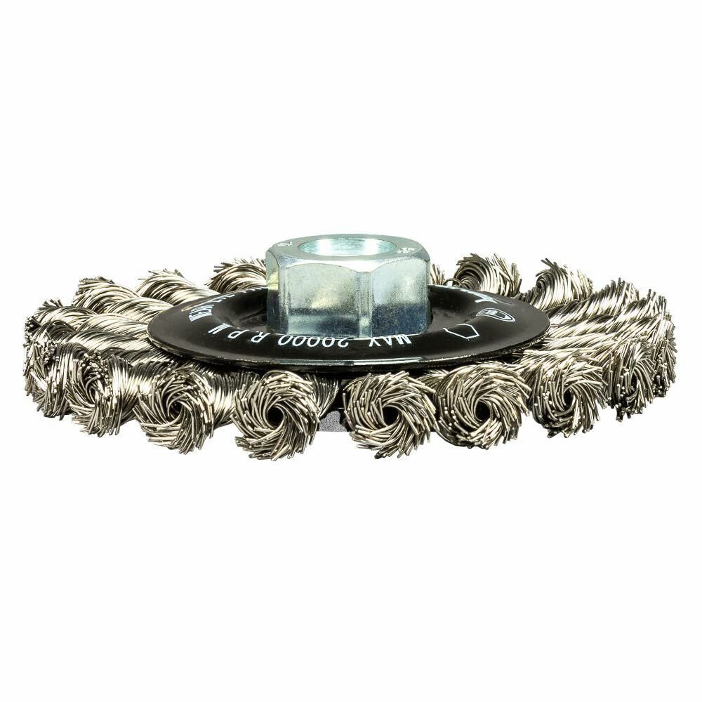 Cp Wire Wheel Knotted, Stainless Steel, 4" X 0.020" X 5/8"-11