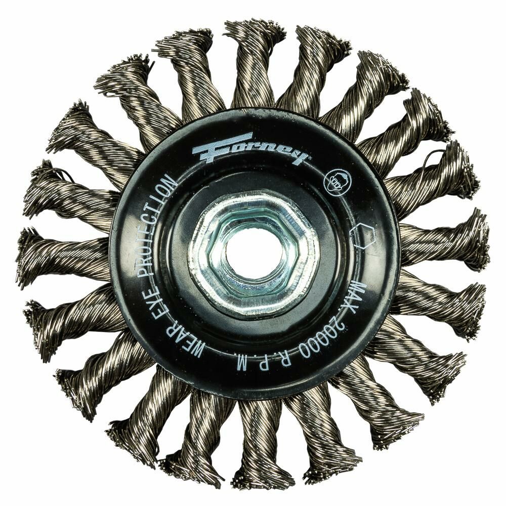 Cp Wire Wheel Knotted, Stainless Steel, 4" X 0.020" X 5/8"-11