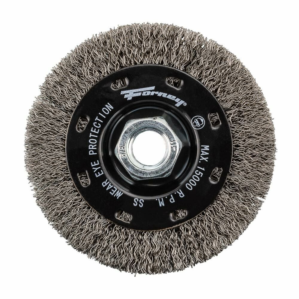 Command Pro Wire Wheel Crimped, Ss, 4" X 0.014" X 5/8"-11