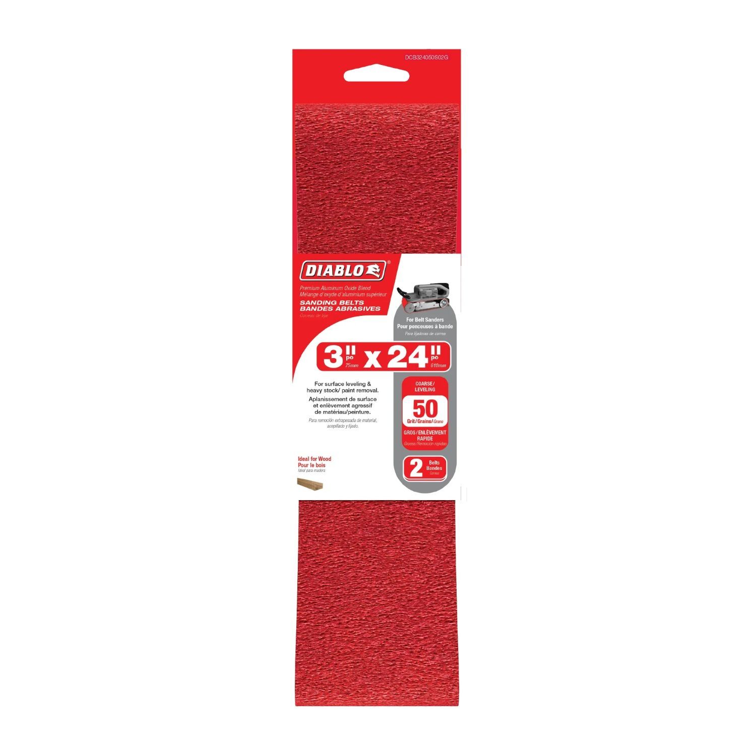 Diablo Tools 50-Grit Sanding Belts, 3-In x 24-In, 2-Pk