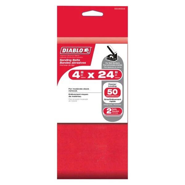 Diablo 50-Grit Sanding Belts, 4-In X 24-In, 2-Pk