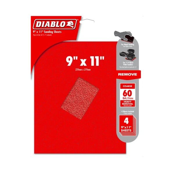 Diablo  60-Grit Sanding Sheets, 9-In X 11-In, 4-Pk