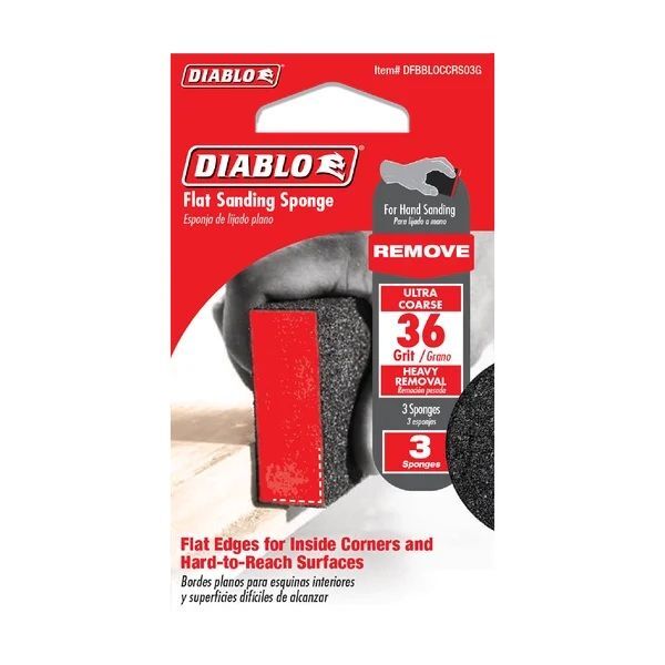 Diablo Tools Flat 36-Grit Sanding Sponge, 3-Pk