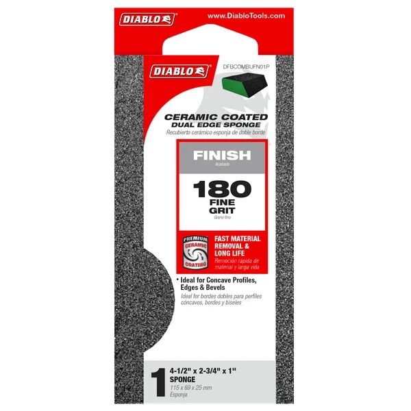 Diablo 180-Grit Dual-Edge Sanding Sponge, 4-In X 2 1/2-In X 1-In