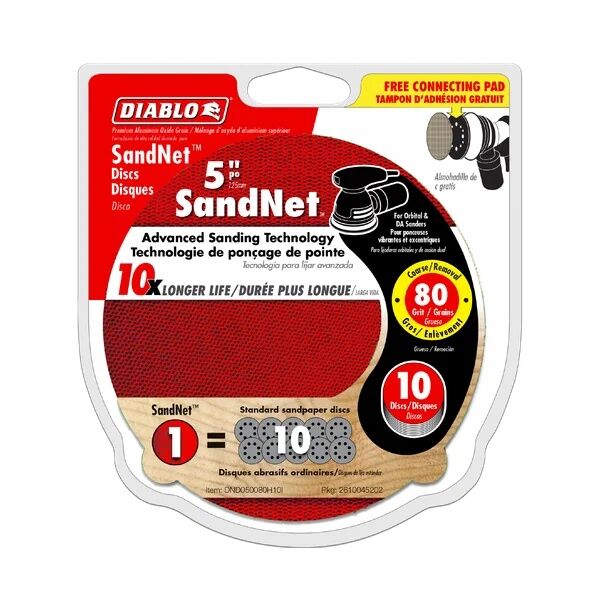 Diablo Sand Demon 80-Grit Sanding Discs With Connection Pad, 5-In