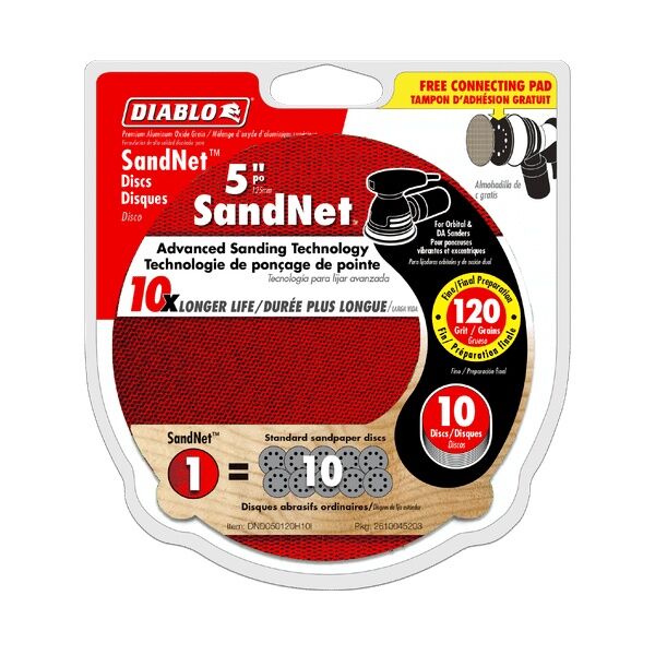Diablo Sand Demon 120-Grit Sanding Discs with Connection Pad, 5-In