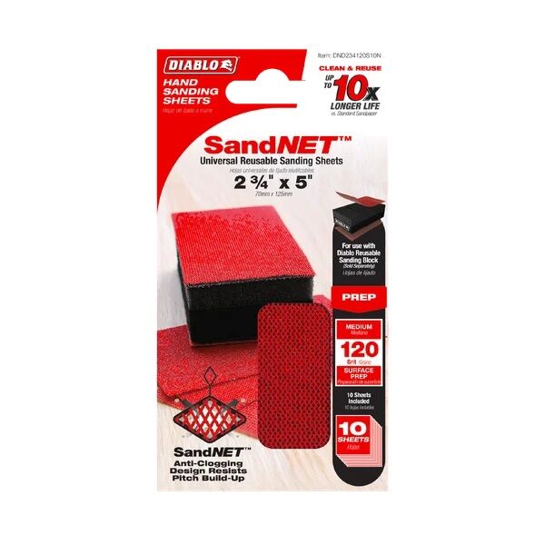 Diablo Sand Demon 2 120-Grit Reusable Sanding Sheets, 2-3/4-In X 5-In, 10-Pk