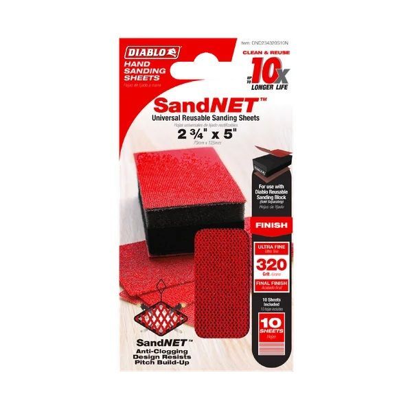 Diablo Tools Sand Demon 320-Grit Reusable Sanding Sheets, 5-In x 2-3/4-In, 10-Pk