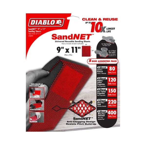 Diablo Assorted SandNET Reusable Sanding Sheets, 9-In X 11-In