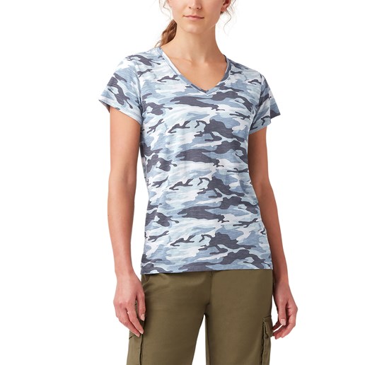 Women's Short Sleeve V-Neck T-Shirt in Flint Blue Camo