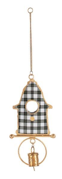 Ganz Plaid Birdhouse with Bell Ornament Assortment