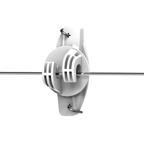 Gallagher Wood Post Wide Jaw Claw Insulator, White, 25-Pk