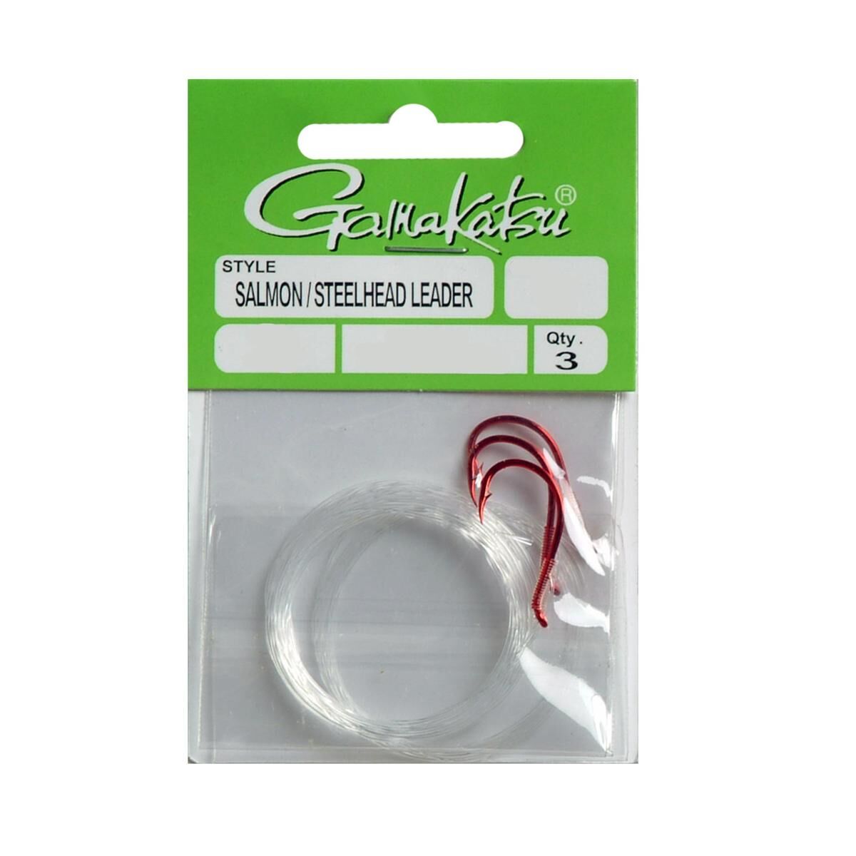 Gamakatsu Red Salmon/Steelhead Leader Hooks, Size 1/0, 12-Lb Line, 3-Pk