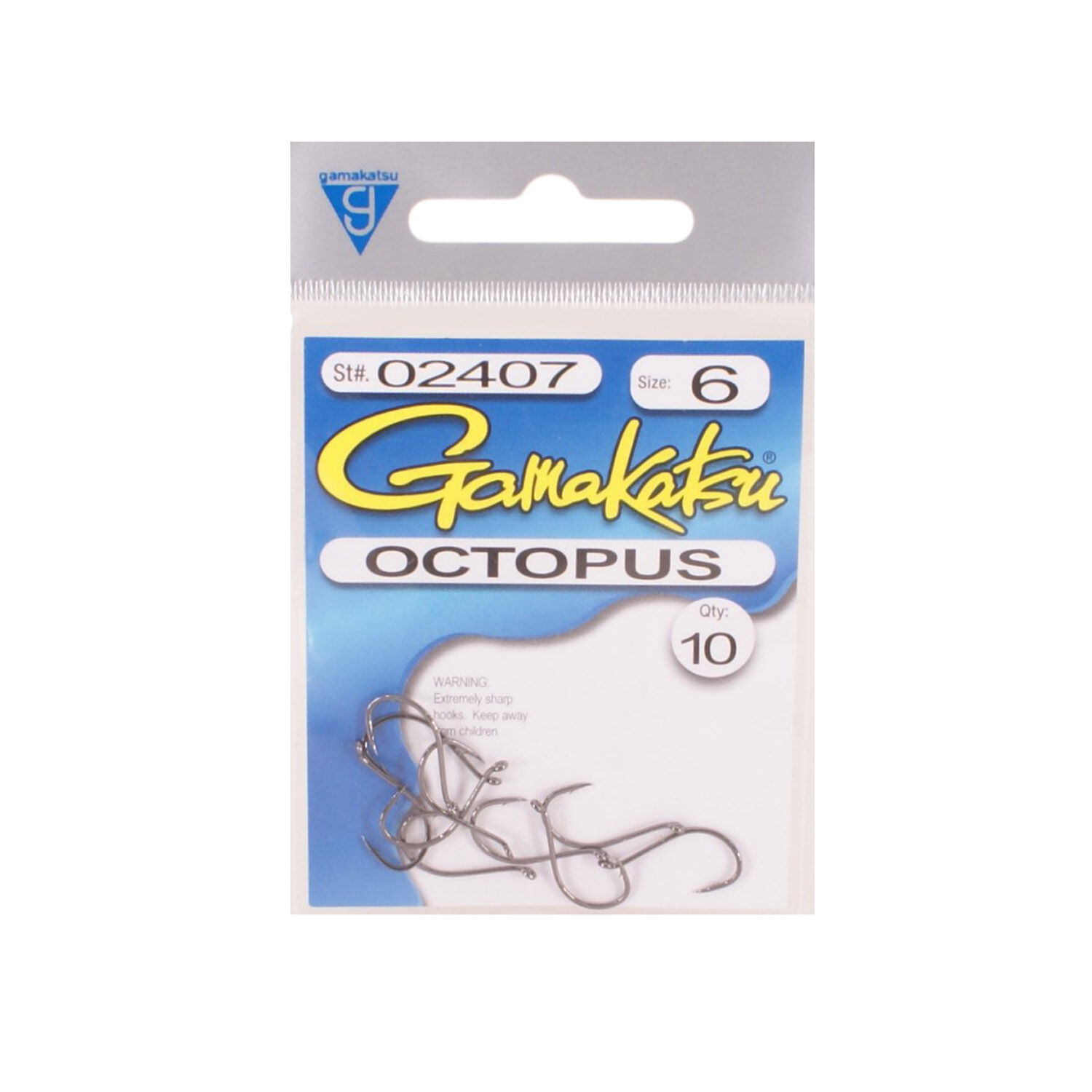 Gamakatsu Octopus NS Black Size 6 Fishing Hook, 10-Pk
