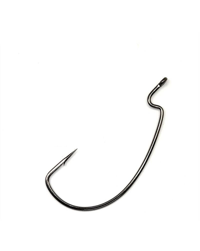Gamakatsu Offset Shank Extra Wide Gap Black Worm Hooks, #1/0, 6-Pk