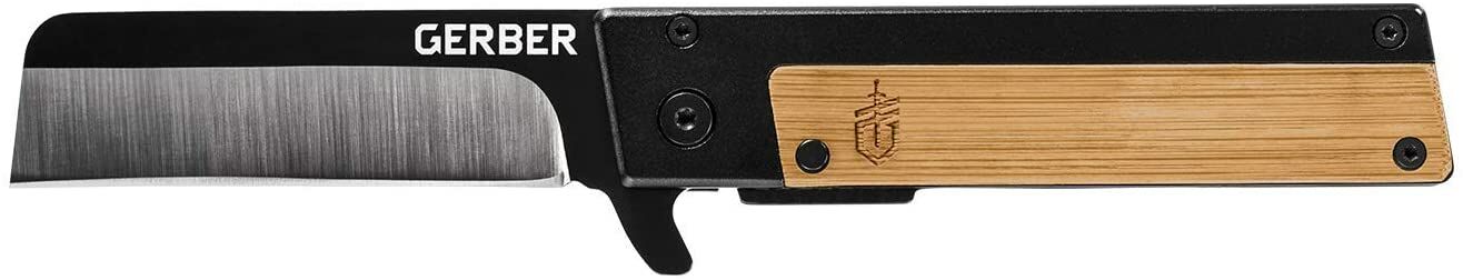 Gerber Quadrant, Straight Edge Flipper Knife With Pocket Clip, Bamboo