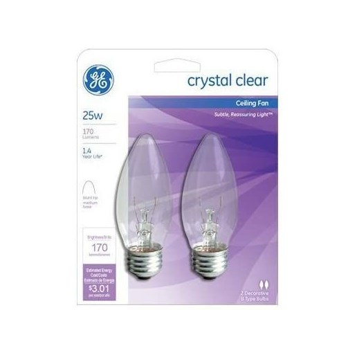 GE Lighting 22756 25 Watt Crystal Clear Blunt Tip Light Bulb