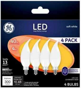 Led Decorative Light Bulb, Frosted, 4-Watt, 4-Pk