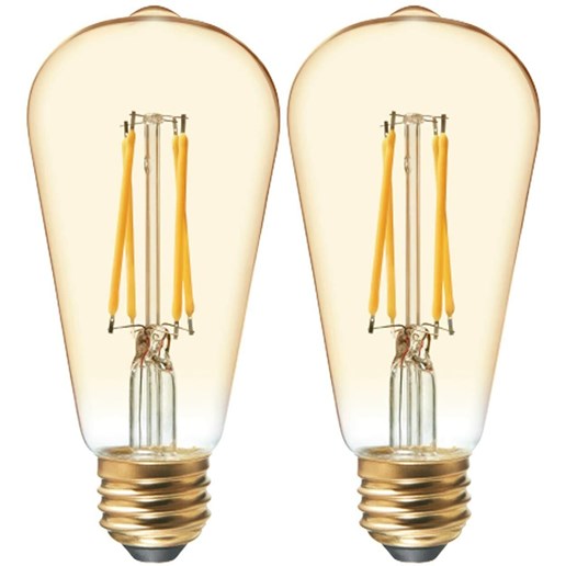 GE LED Vintage Light Bulb, St19 Amber Glass LED E26 Edison Bulb, 60 Watt, 560 Lumen 2-Pack