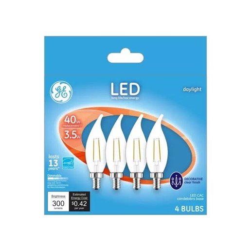 40W Replacement Daylight Dimmable Led Light Bulb Decorative Ca (4-Pack)