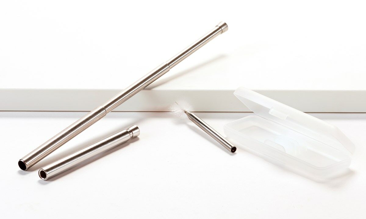 Extendable Stainless Steel Straw Travel Set W/Displayer