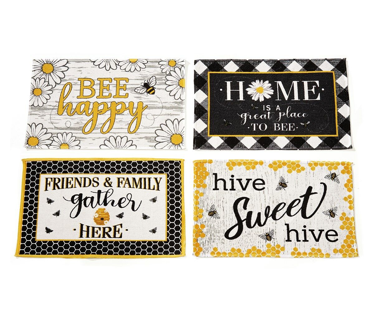 Bee Door Mat, 4 Asst.