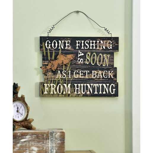 Mdf Fishing Sentiment Design Wall Plaque