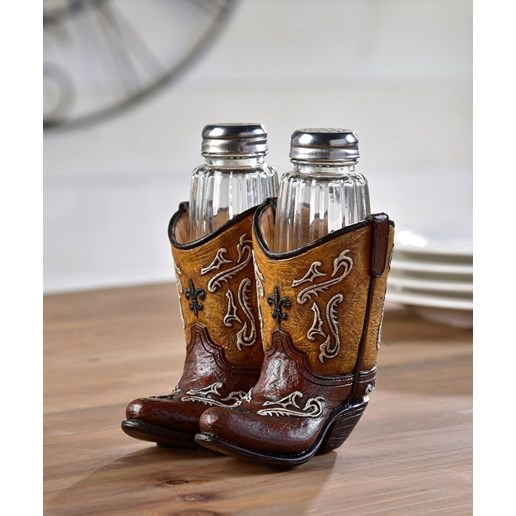 Cowboy Boot Salt & Pepper Shaker Holder