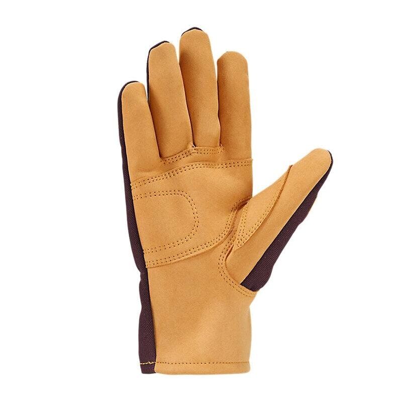 Carhartt Women's Duck And Synthetic Leather Open Cuff Glove in Berry