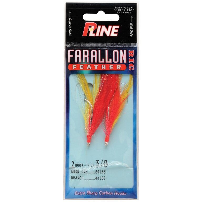 P-Line Yellow/Red Farallon Feathers, 3/0, 2-Pk