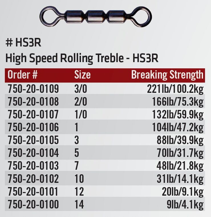 P-Line High Speed Rolling Treble Swivel, Size 1/0, 4-Pk