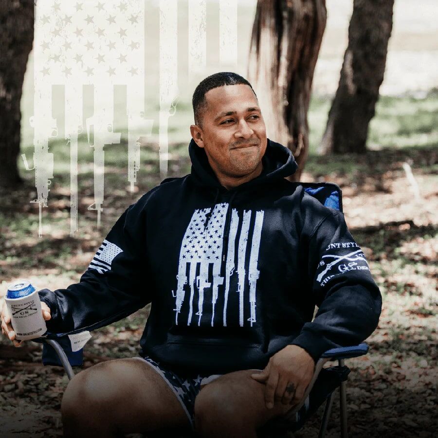 Grunt Style Men's Rifle Flag Hoodie 2.0