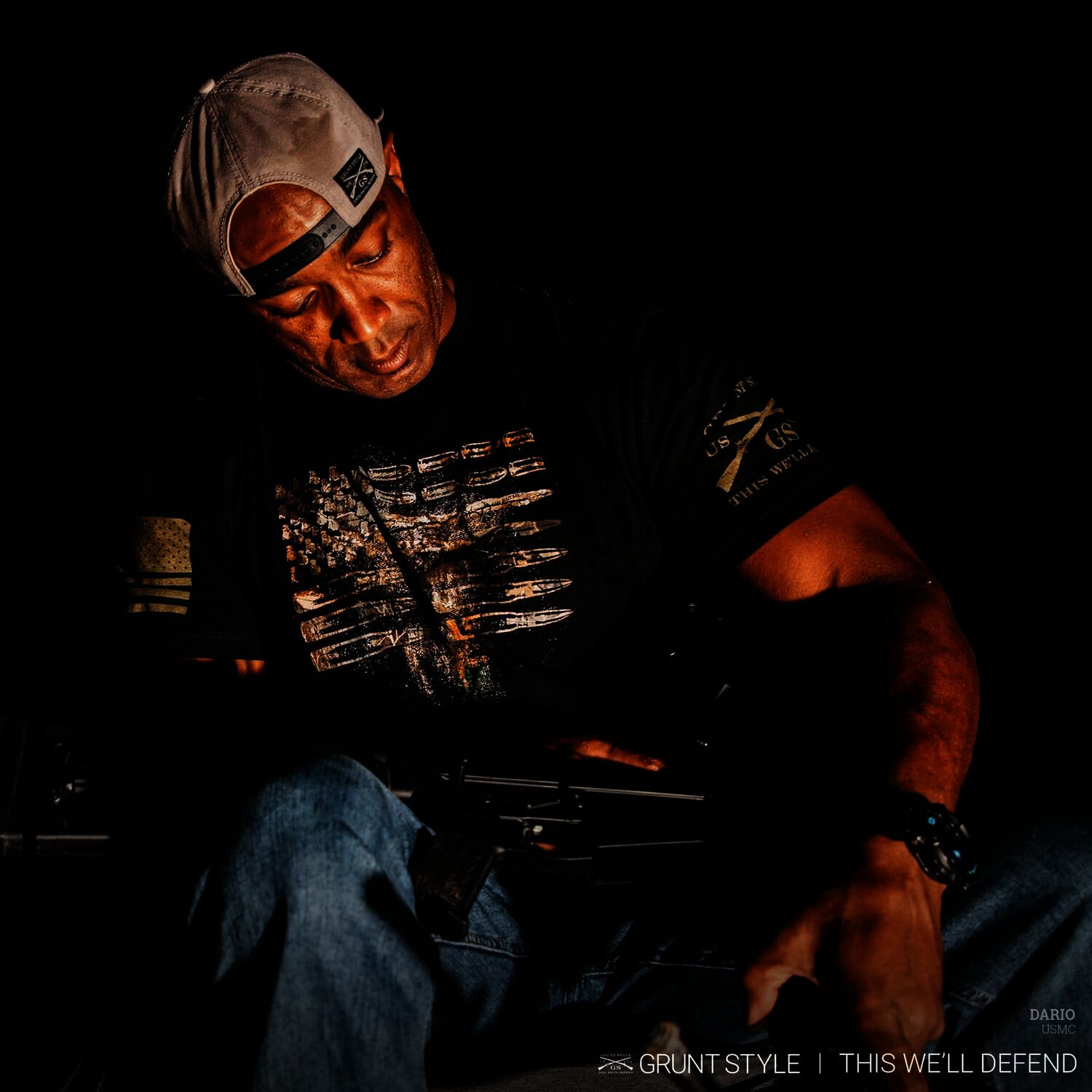 Grunt Style Men's Realtree Edge Ammo Flag T-Shirt in Black