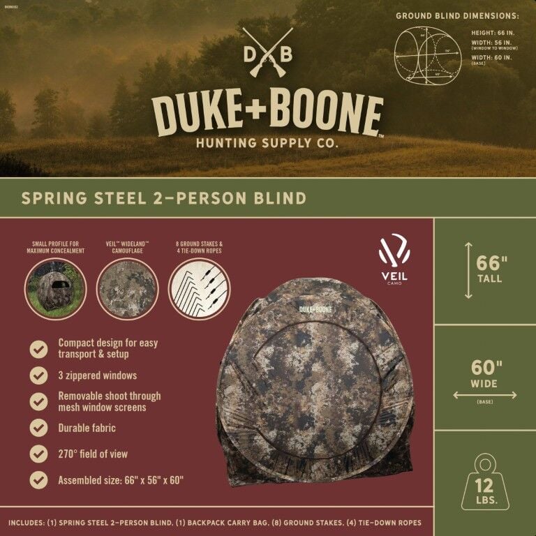 Duke And Boone String Steel 2-Person Veil Hunting Blind