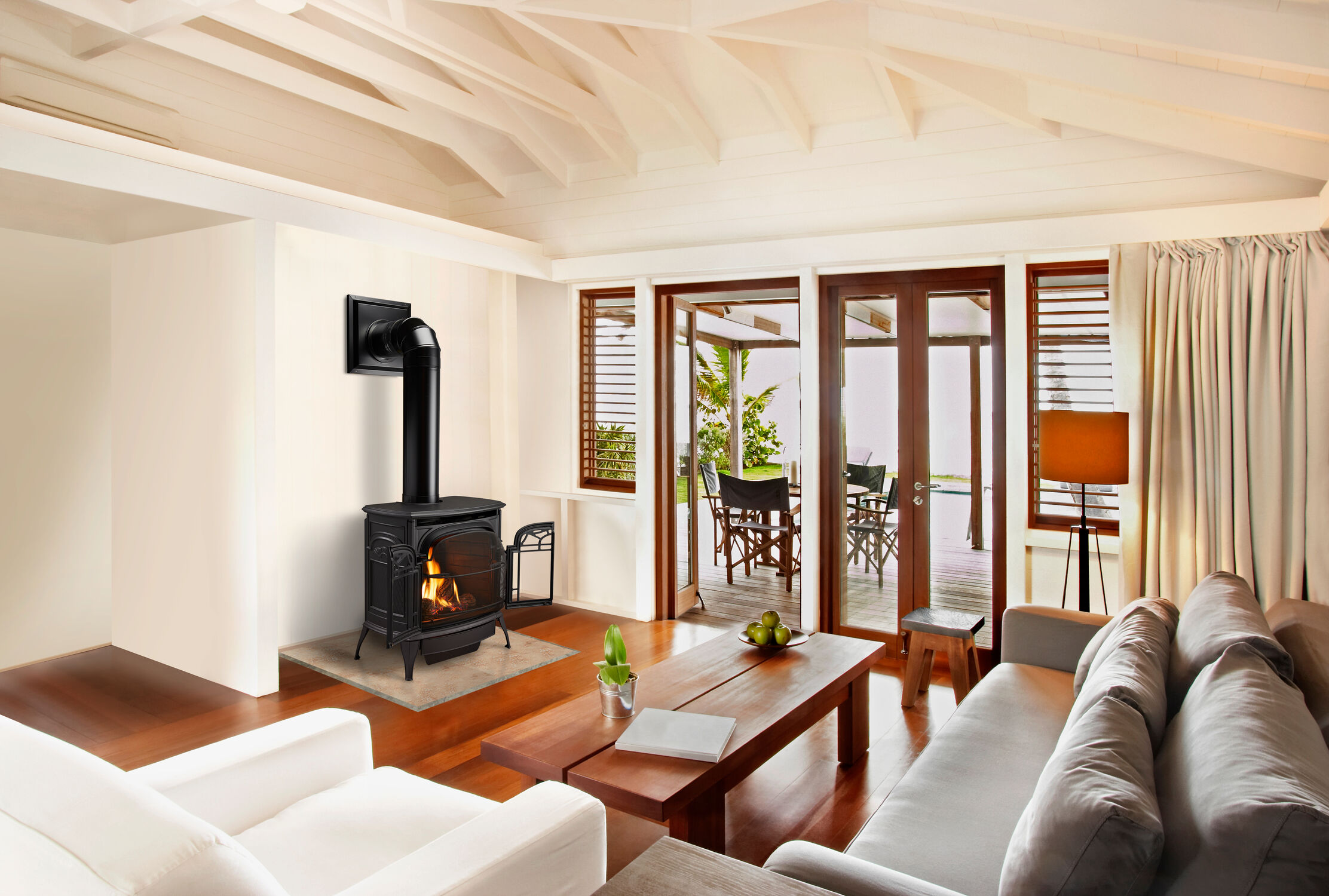 Vermont Castings Stardance Direct Vent Gas Stove In Majolica Brown Enamel