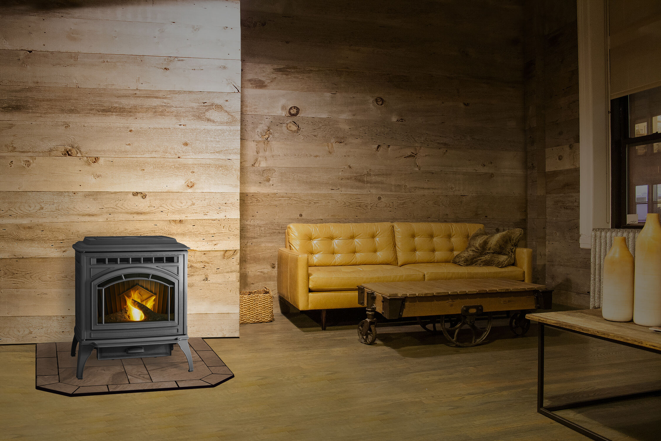 Quadra-Fire Trekker Cast Iron Pellet Stove In Black