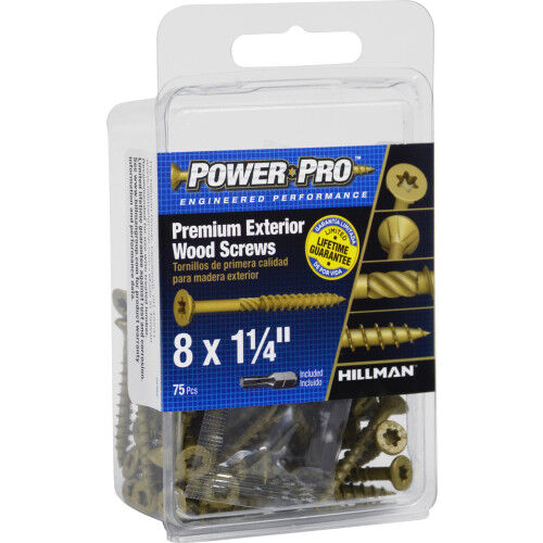 Hillman Power Pro Premium Bronze Exterior Wood Screws, #8 X 1 1/4-In, 75-Pk