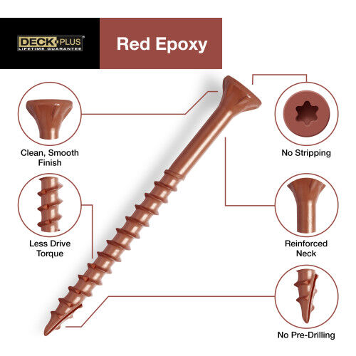 Hillman Deck Plus Red Deck Screw, #10 X 3-In