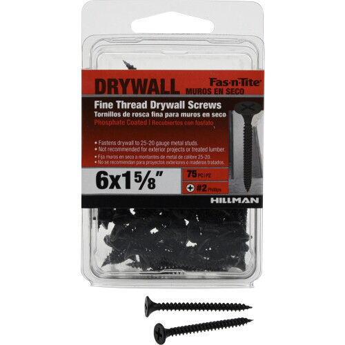 Hillman Fas-N-Tite Fine Thread Drywall Screws, #6 x 1-5/8-In, 375-Pk