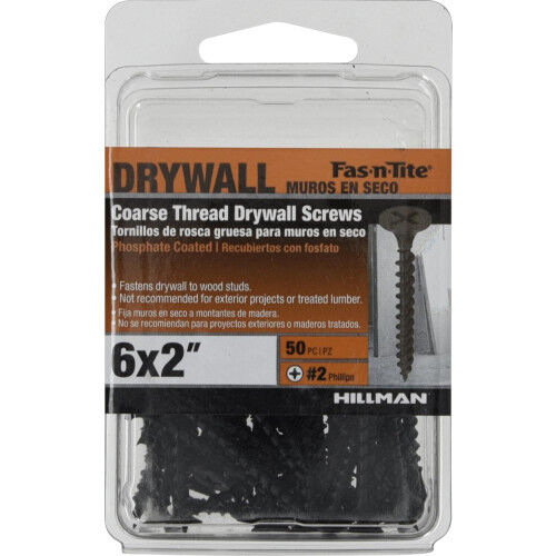 Hillman Fas-N-Tite Coarse Thread Drywall Screws, #6 x 2-In, 250- Pc