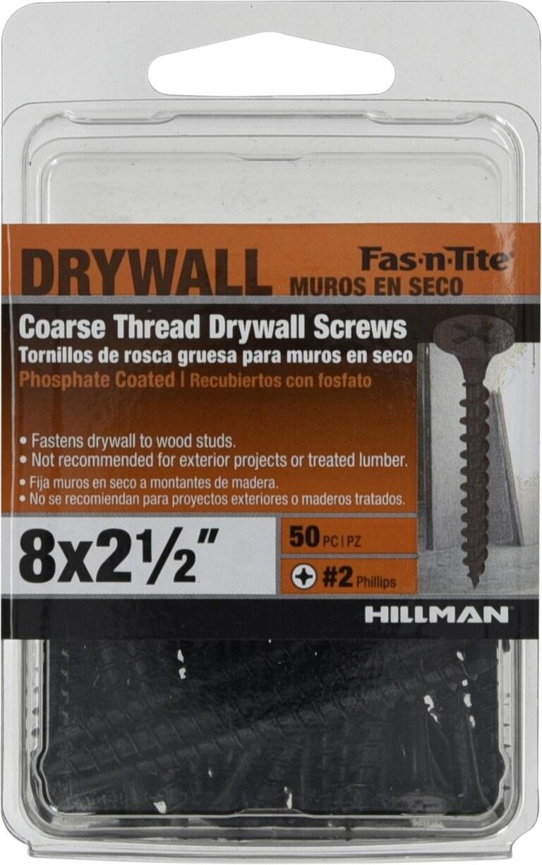Hillman Fas-N-Tite Coarse Thread Drywall Screws, #8 x 2 1/2-In, 250-Pc