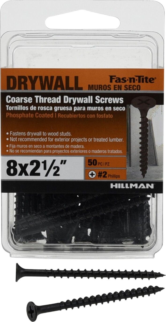 Hillman Fas-N-Tite Coarse Thread Drywall Screws, #8 x 2 1/2-In, 250-Pc