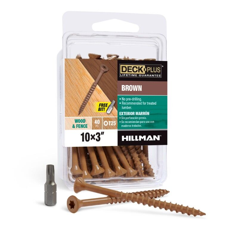 Hillman Deck Plus Brown Deck Screws, #10 x 3-In, 40-Pc