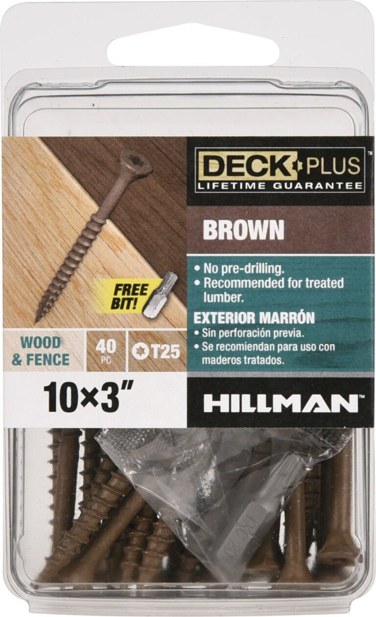 Hillman Deck Plus Brown Deck Screws, #10 x 3-In, 40-Pc