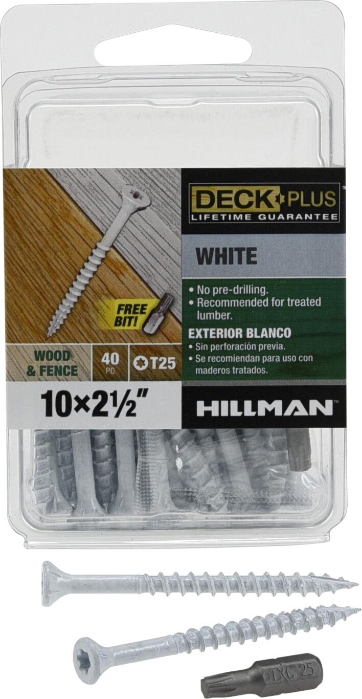 Hillman Deck Plus White Deck Screws, #10 x 2 1/2-In, 40-Pc