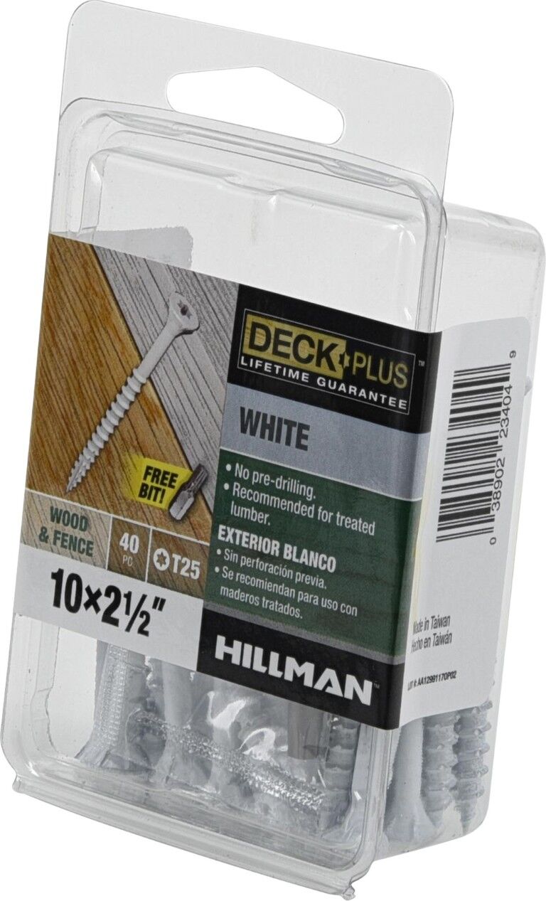 Hillman Deck Plus White Deck Screws, #10 x 2 1/2-In, 40-Pc