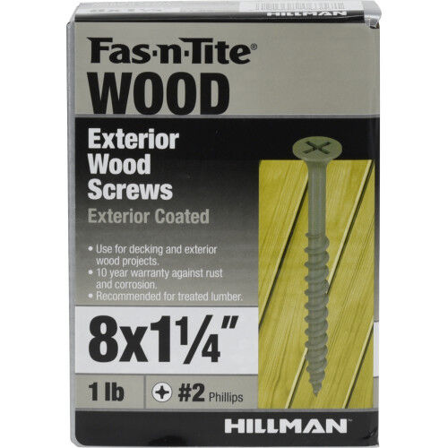 Hillman Fas-N-Tite Exterior Coated Wood Screws, #8 x 1 1/4-In, 1-Lb