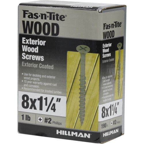 Hillman Fas-N-Tite Exterior Coated Wood Screws, #8 x 1 1/4-In, 1-Lb